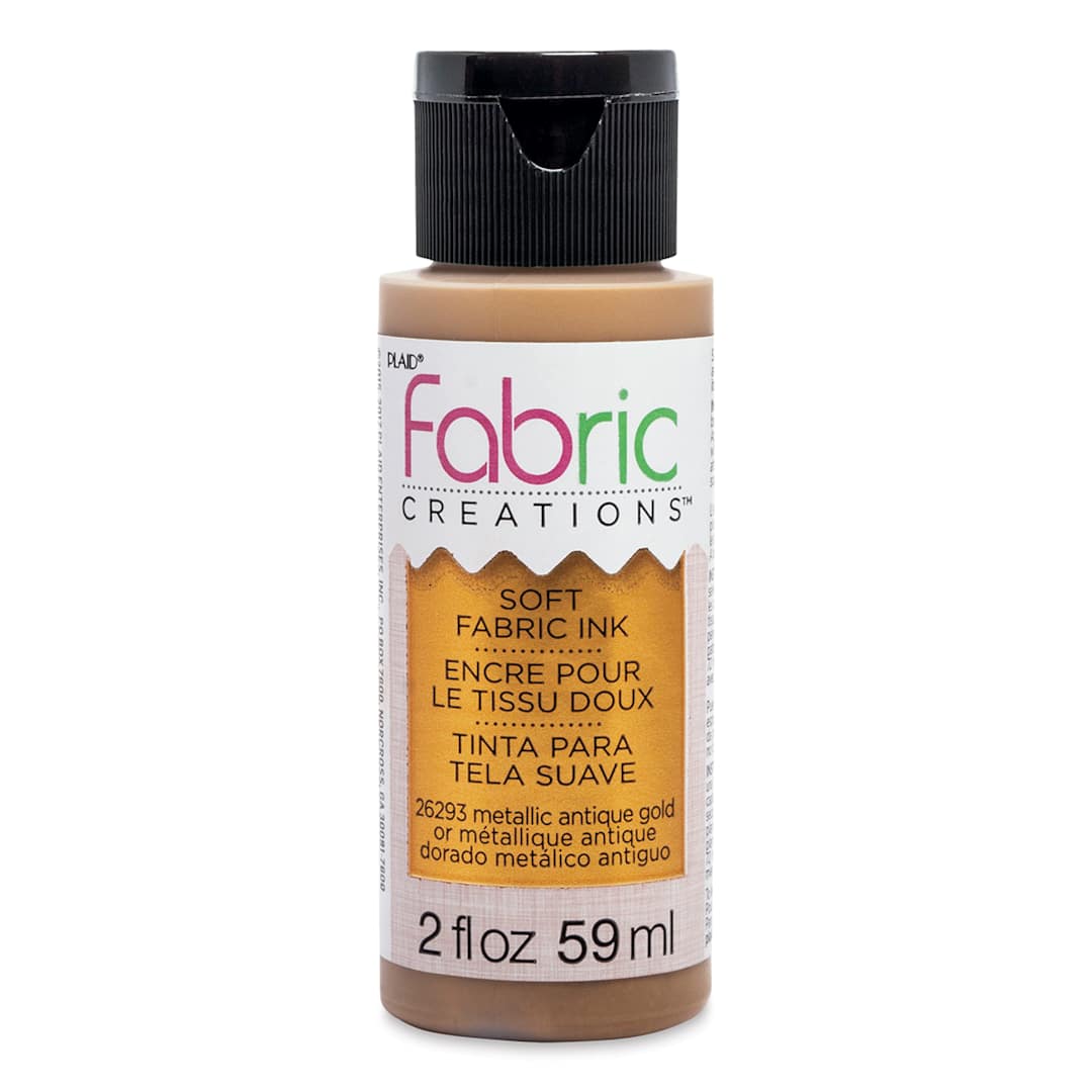 Open in modal - Plaid Fabric Creations Soft Fabric Ink - Metallic Antique Gold, 2 oz