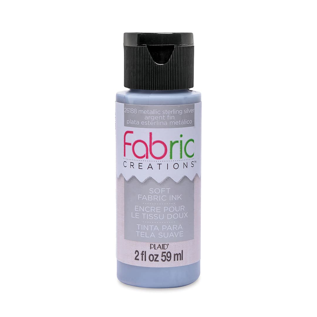 Open in modal - Plaid Fabric Creations Soft Fabric Ink - Metallic Silver, 2 oz