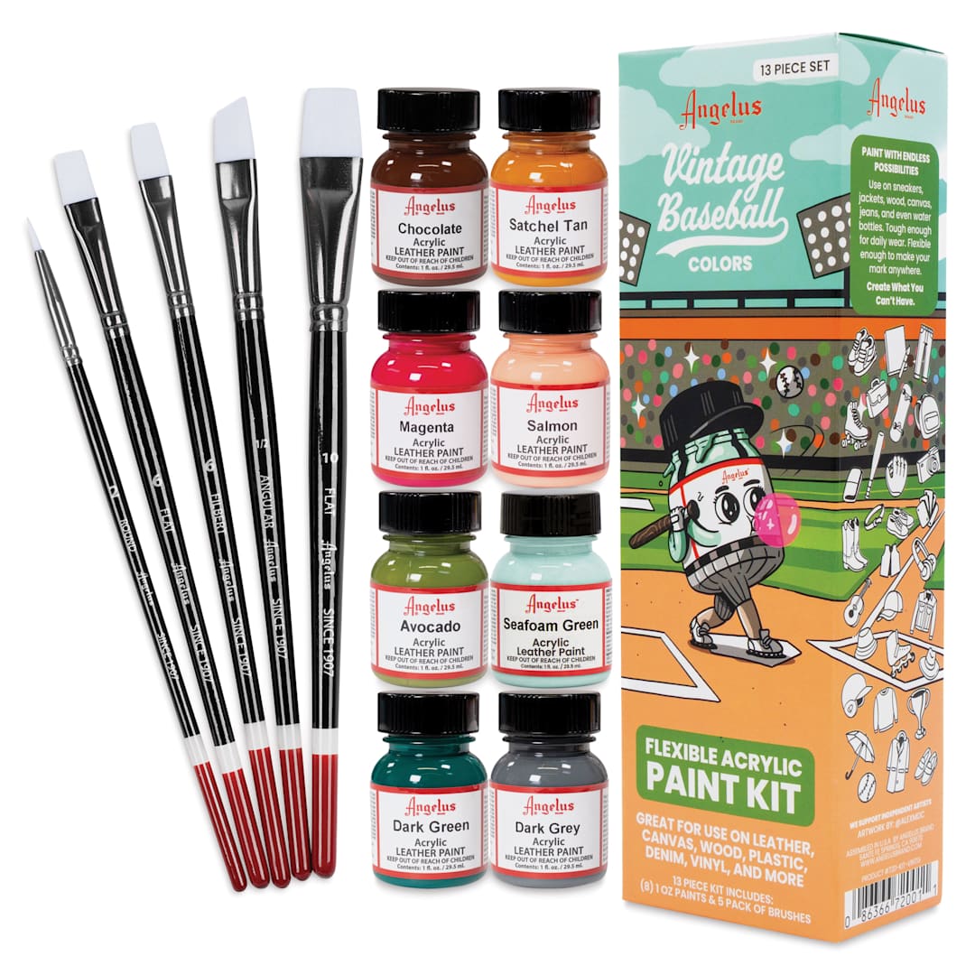 Open in modal - Angelus Acrylic Leather Paints - Vintage Baseball Kit, 1 oz