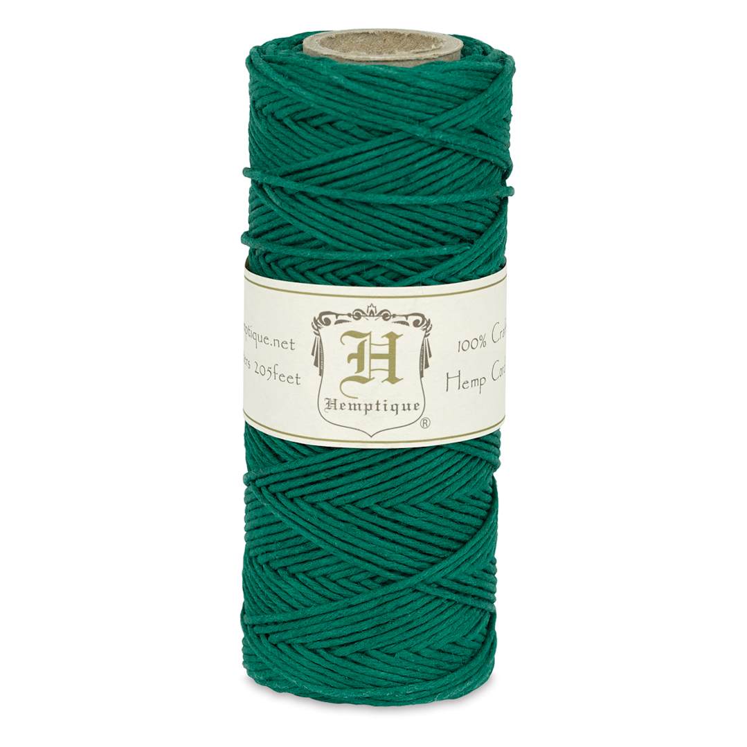 Open in modal - Hemptique Hemp Cord Spools - Front of single Green spool of Hemp cord
