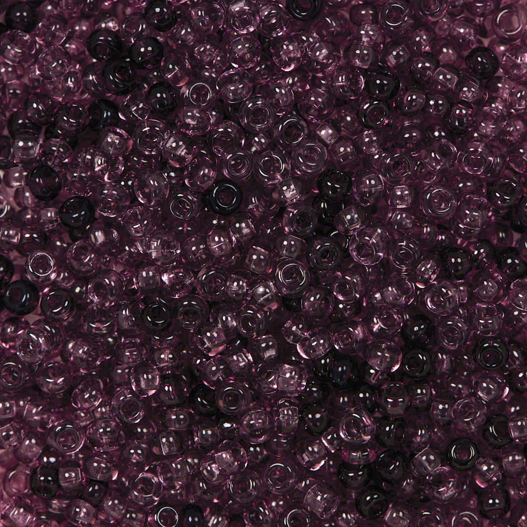 Open in modal - John Bead Czech Glass Seed Beads - Transparent Amethyst, Luster Mix, 10/0, 22 g Vial close up