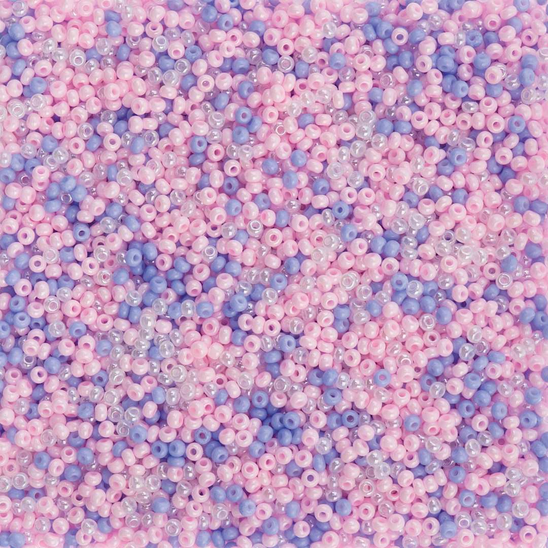 Open in modal - John Bead Czech Glass Seed Beads - Cotton Candy Mix, 10/0, 22 g Vial close up