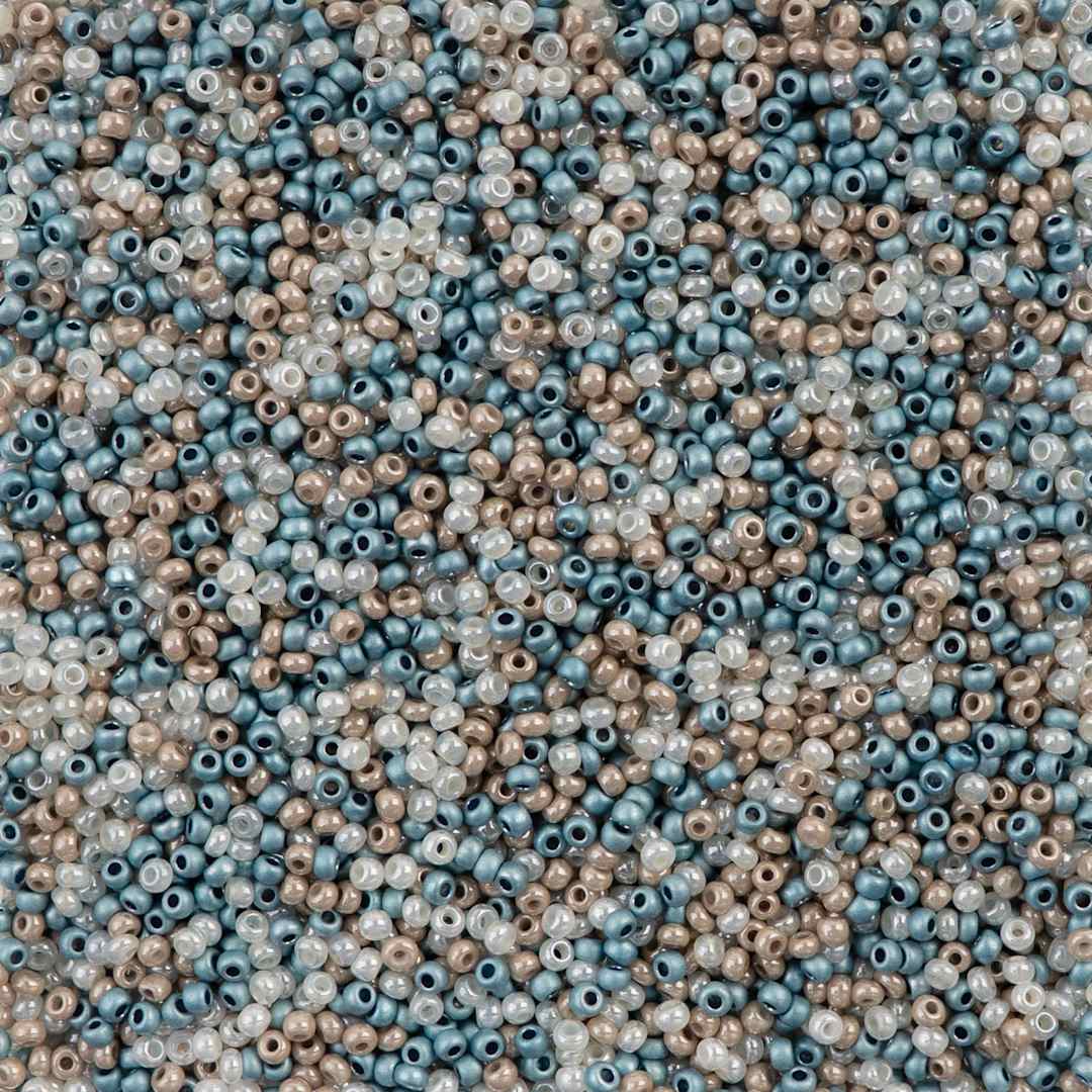 Open in modal - John Bead Czech Glass Seed Beads - Sand Dune Mix, 10/0, 22 g Vial close up