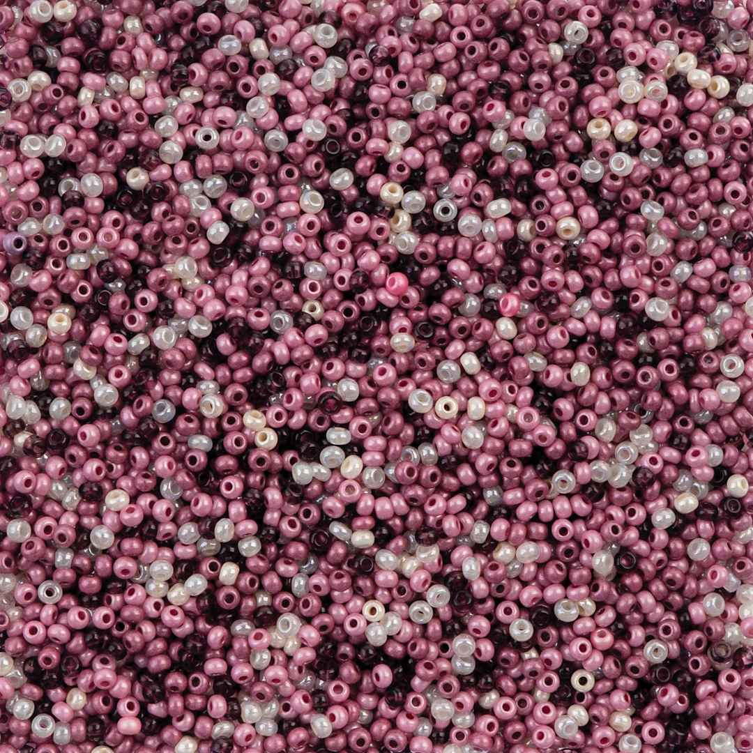 Open in modal - John Bead Czech Glass Seed Beads - Vintage Rose Mix, 10/0, 22 g Vial close up