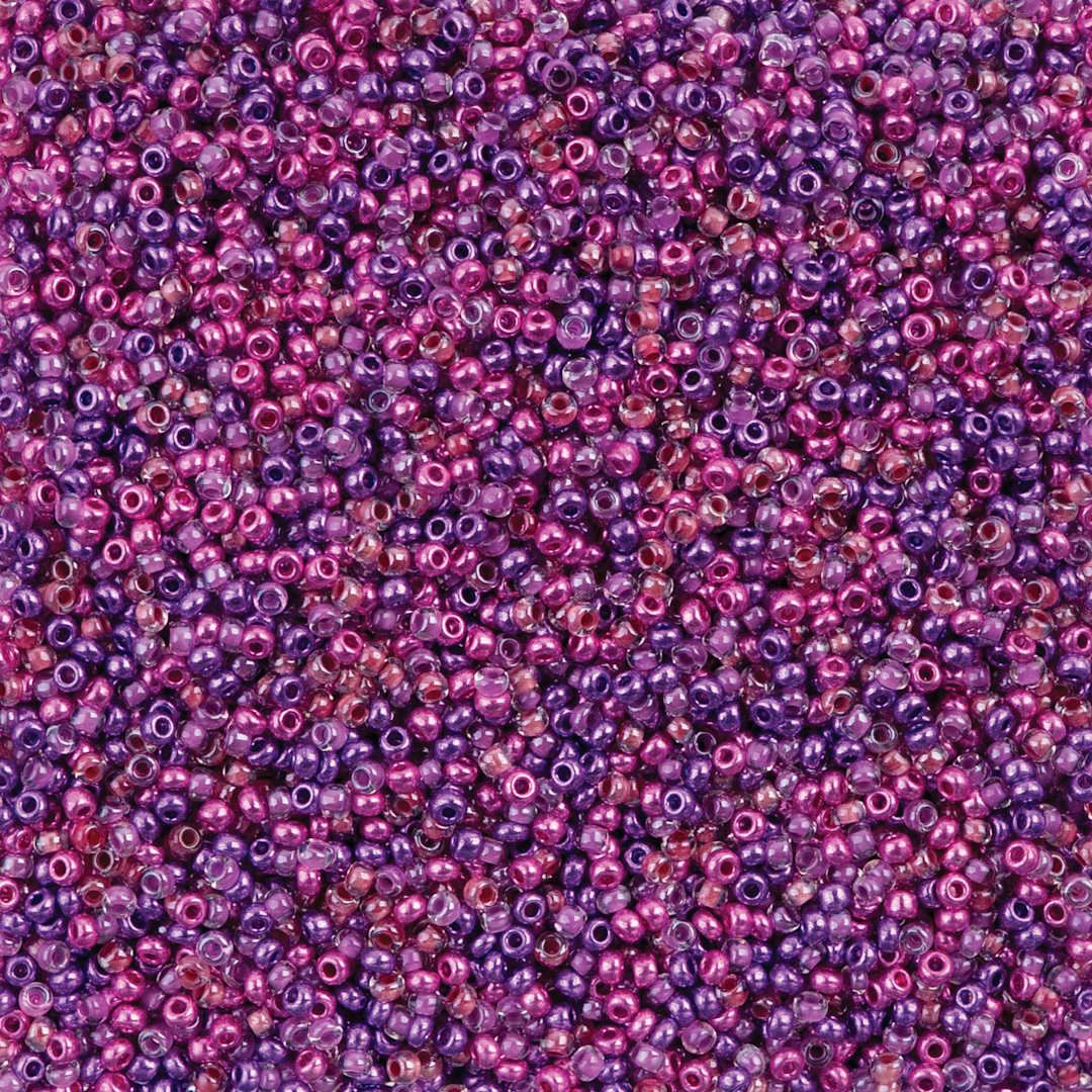 Open in modal - John Bead Czech Glass Seed Beads - Berry Sorbet Mix, 10/0, 22 g Vial close up
