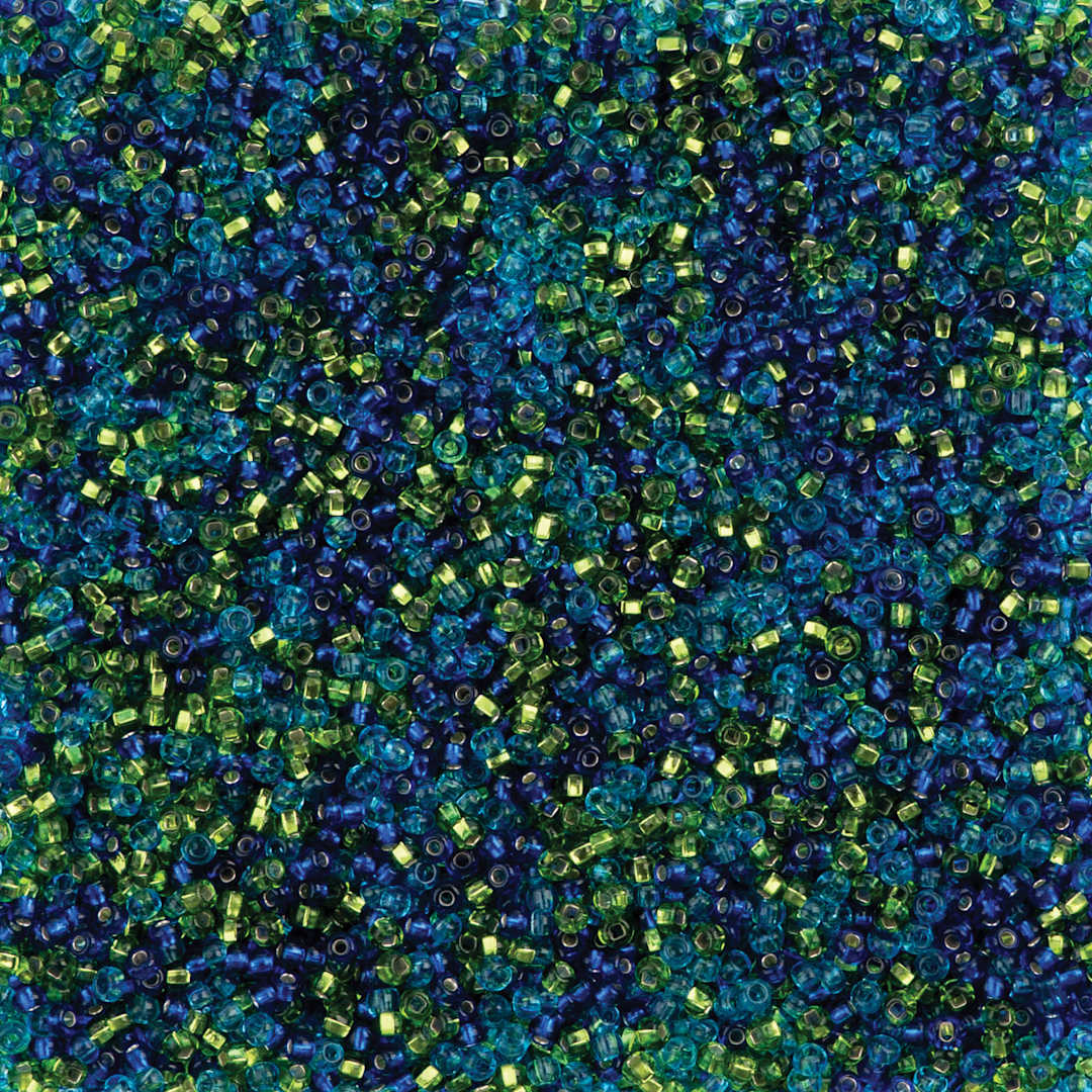 Open in modal - John Bead Czech Glass Seed Beads - Citrus Lagoon Mix, 10/0, 22 g Vial close up