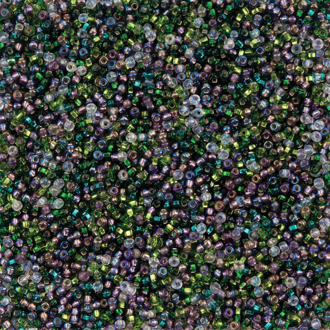 Open in modal - John Bead Czech Glass Seed Beads - Enchanted Forest Mix, 10/0, 22 g Vial close up