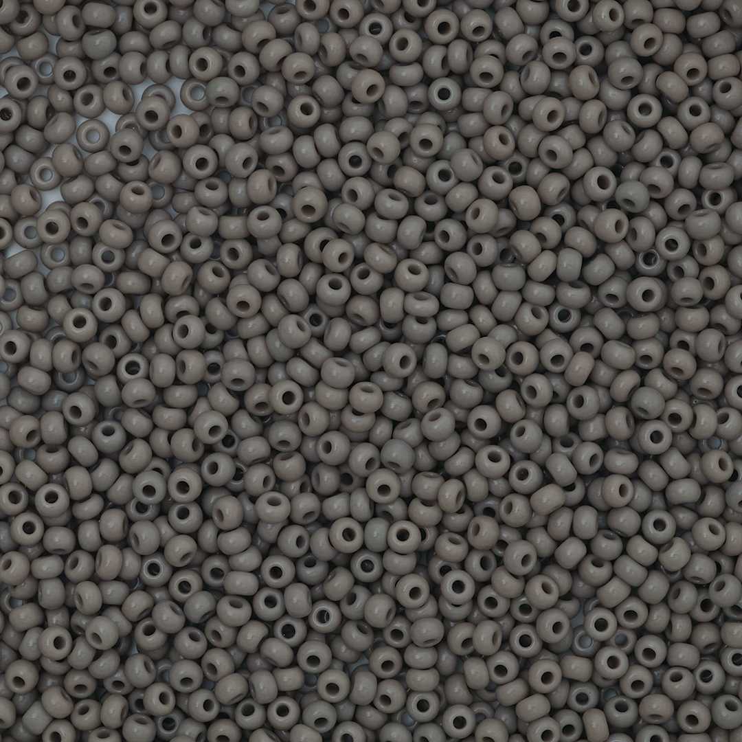 Open in modal - John Bead Czech Glass Seed Beads - Grey, 10/0, 22 g Vial close up