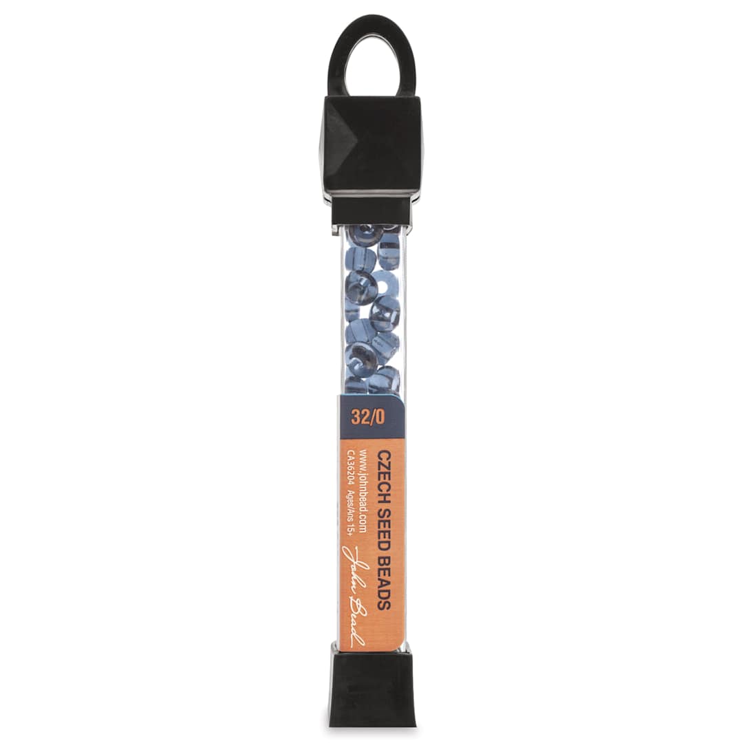 Open in modal - John Bead Czech Seed Beads - Gray, Transparent, Square Hole, 32/0, 19 g vial