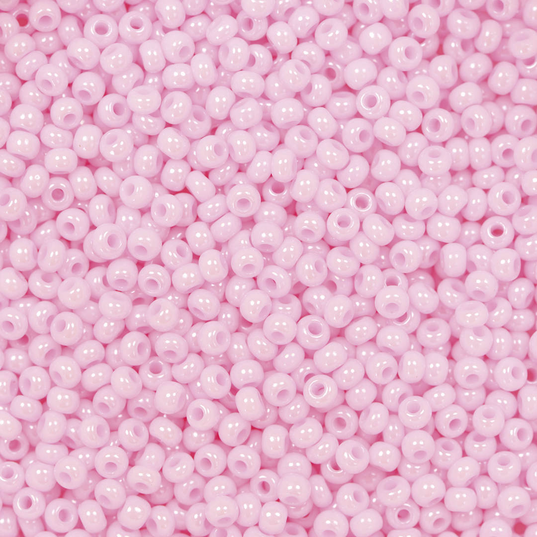 Open in modal - John Bead Czech Glass Seed Beads - Dyed Pink, Opaque, 10/0, 22 g Vial close up