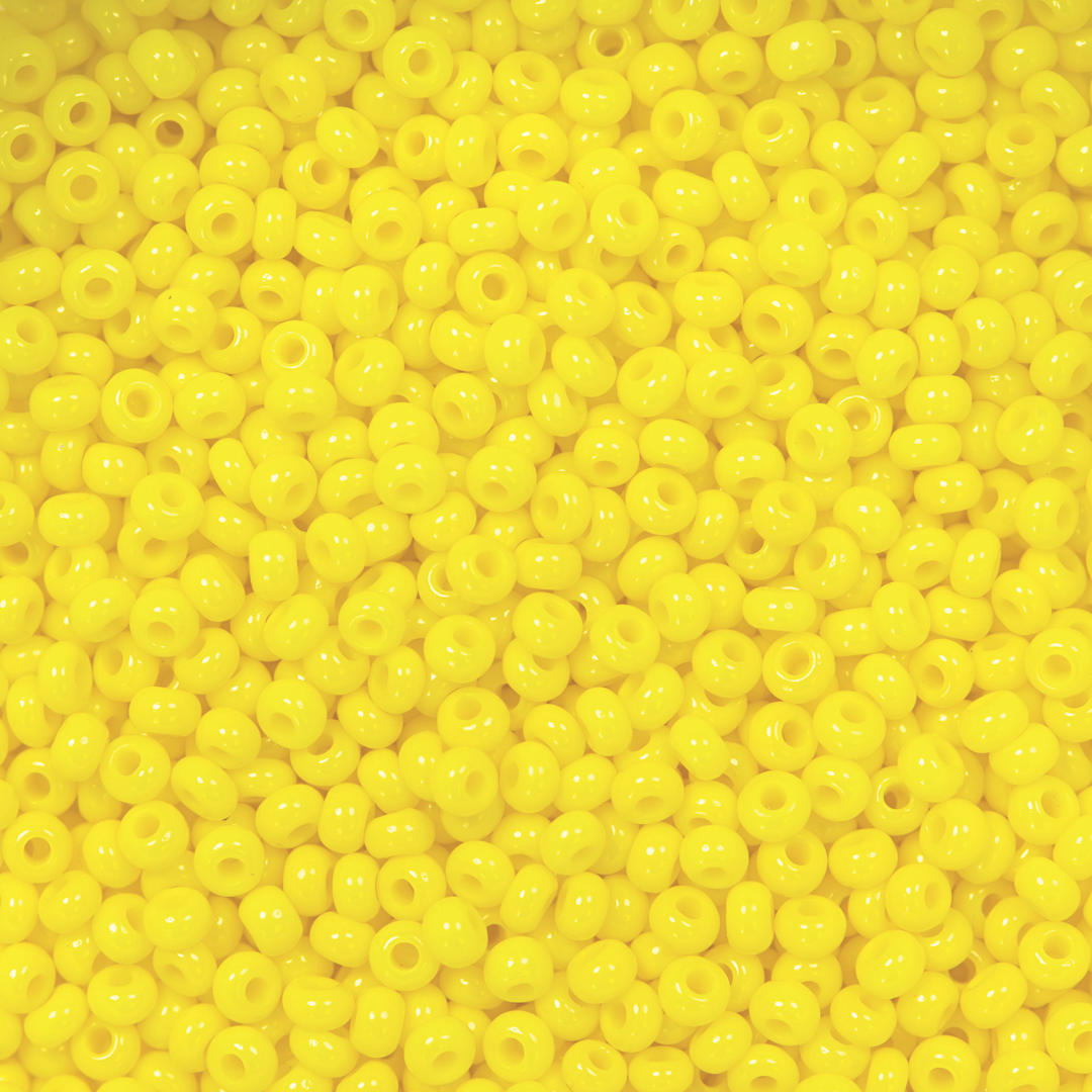 Open in modal - John Bead Czech Glass Seed Beads - Gold Yellow, Opaque, 10/0, 22 g Vial close up