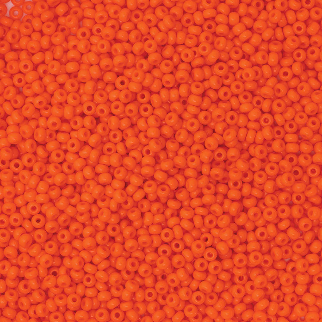 Open in modal - John Bead Czech Glass Seed Beads - Orange, 10/0, 22 g Vial close up