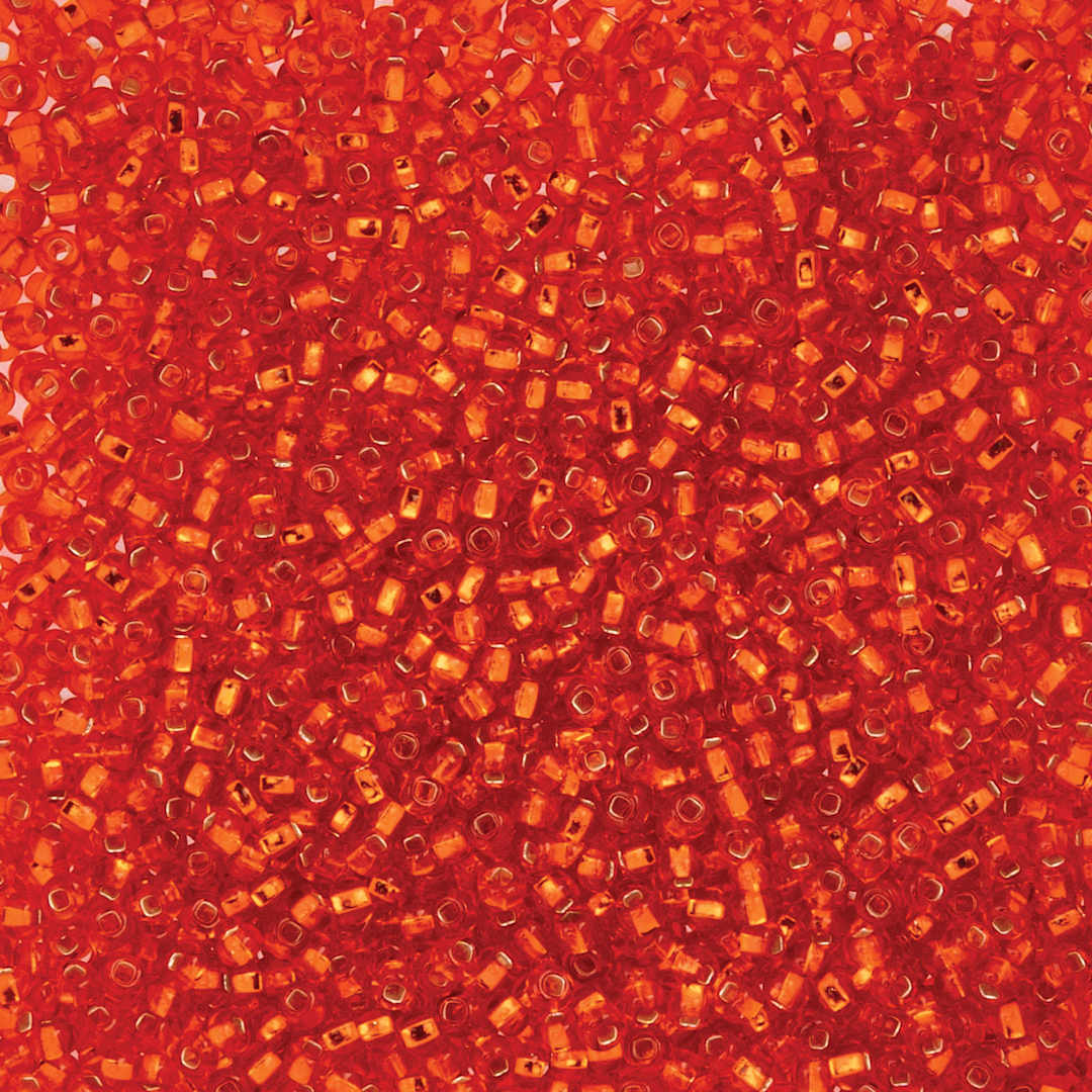 Open in modal - John Bead Czech Glass Seed Beads - Silver-Lined Orange, 10/0, 22 g Vial close up