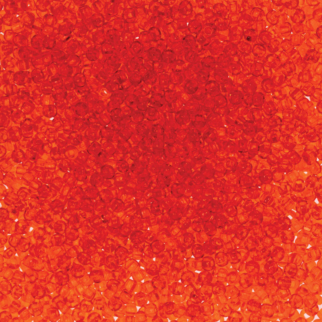 Open in modal - John Bead Czech Glass Seed Beads - Transparent Orange, 10/0, 22 g Vial close up