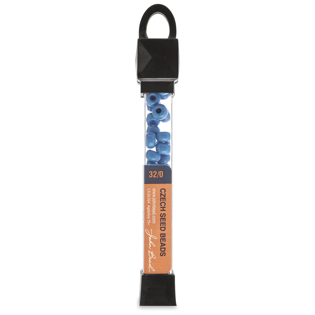 Open in modal - John Bead Czech Seed Beads - Medium Aqua, Transparent, 32/0, 19 g vial