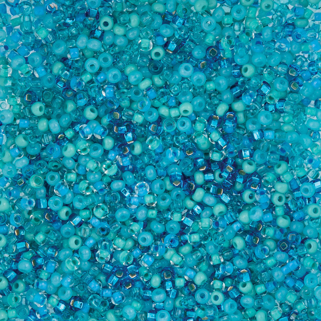 Open in modal - John Bead Czech Glass Seed Beads - Miami Surf Mix, 10/0, 22 g Vial close up