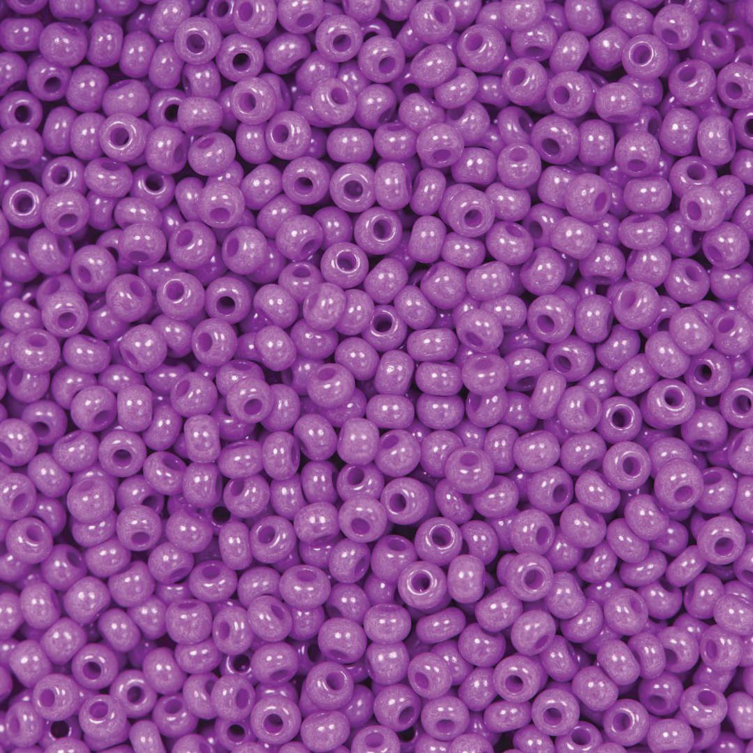 Open in modal - John Bead Czech Glass Seed Beads - Dyed Lilac, Opaque, 10/0, 22 g Vial close up