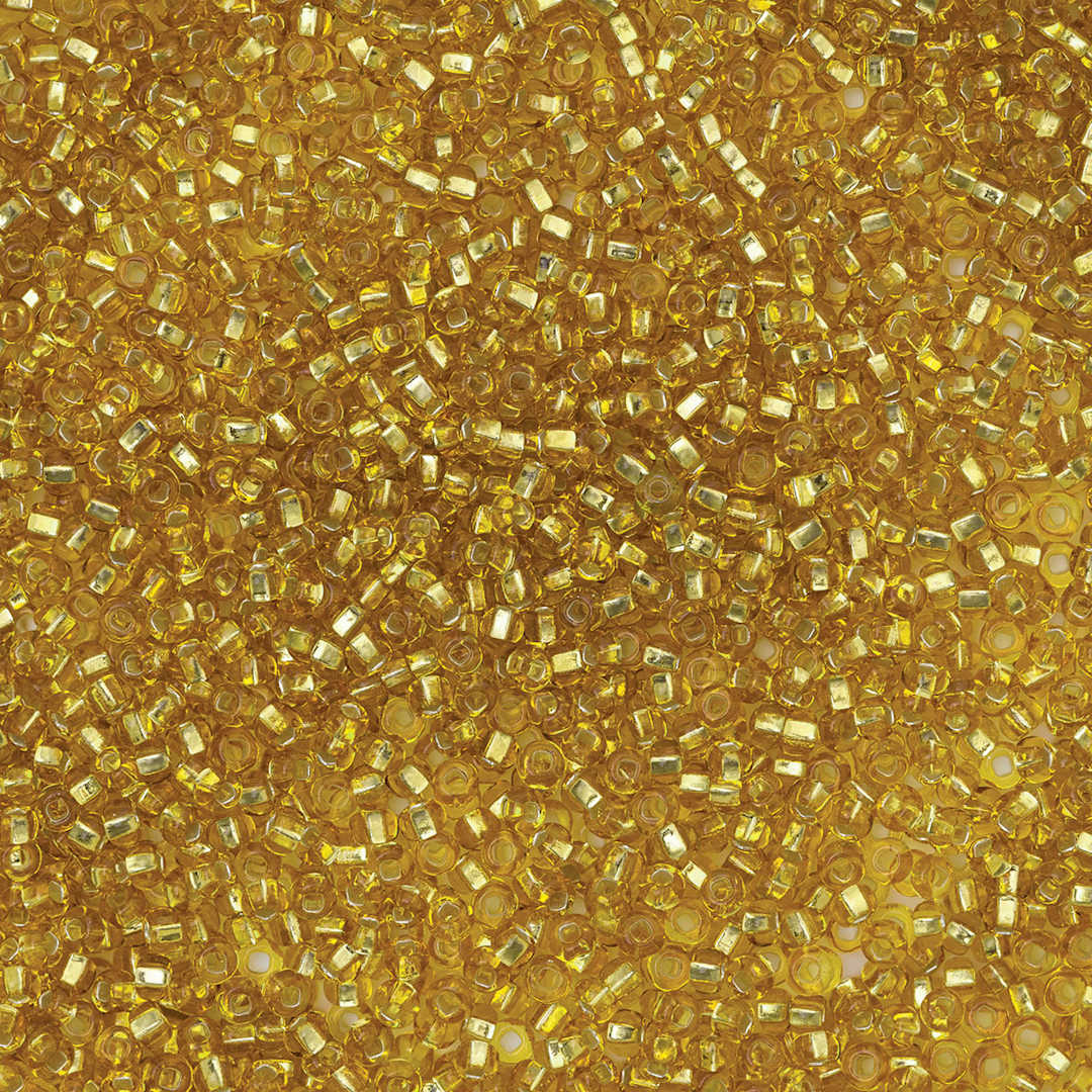 Open in modal - John Bead Czech Glass Seed Beads - Gold, Silver Lined, 10/0, 22 g Vial close up