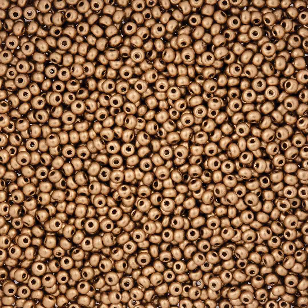Open in modal - John Bead Czech Glass Seed Beads - Gold, 10/0, 22 g Vial close up