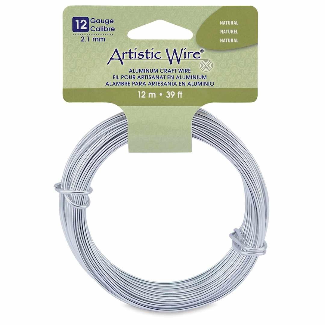 Open in modal - Artistic Wire Aluminum Craft Wire - Front view of Aluminum wire coiled on hang tag