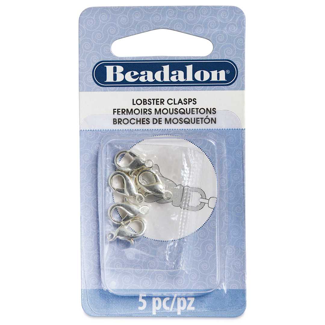 Open in modal - Beadalon Lobster Clasps - Small, Silver Plated, Pkg of 5 front of packaging
