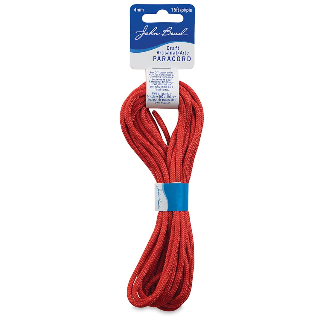 Open in modal - John Bead Craft Paracord - Red cord looped on hanging label