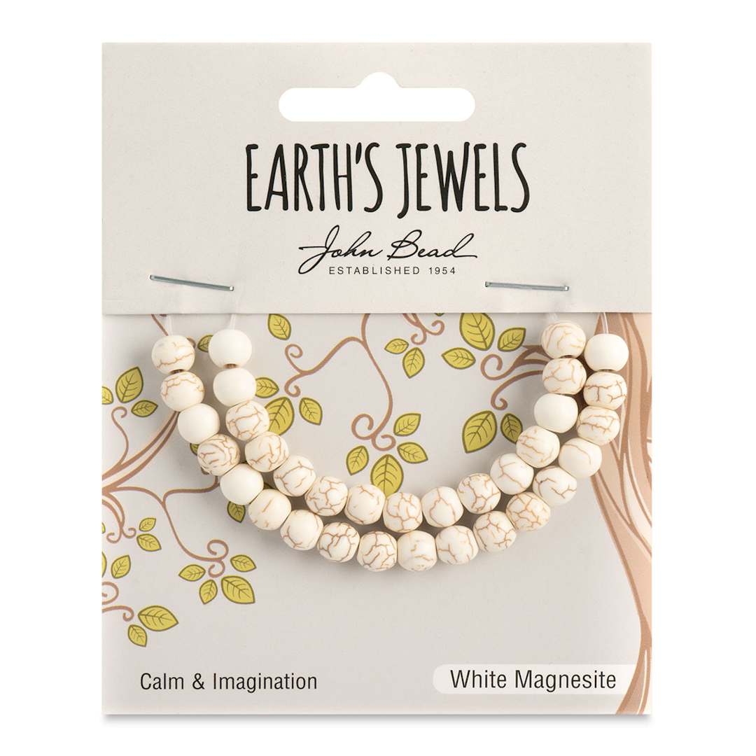 Open in modal - John Bead Earth’s Jewels White Magnesite Beads - Round, Pkg of 33, 6 mm Dia.