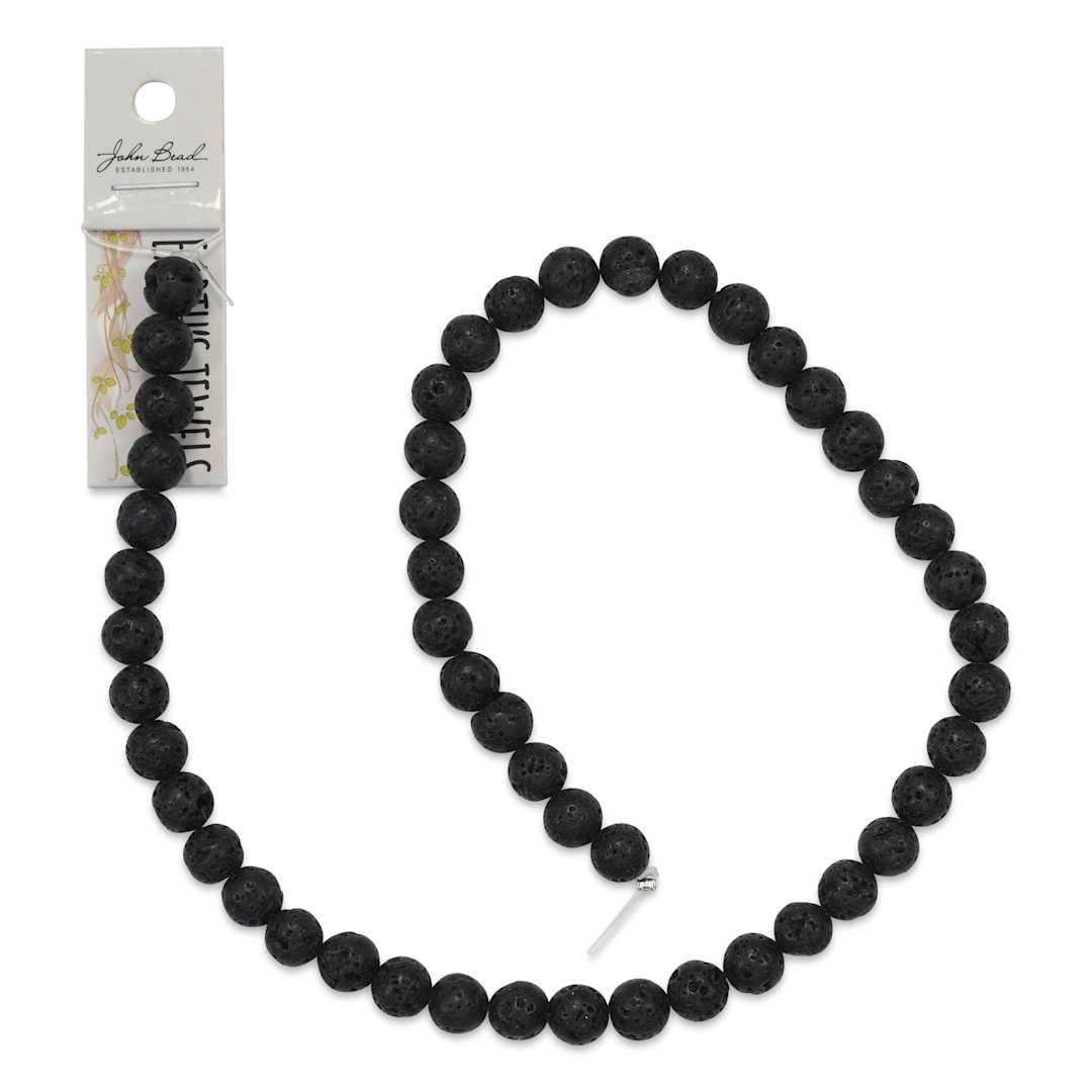 Open in modal - John Bead Earth's Jewels Black Lava Beads - 8 mm, 16" Strand