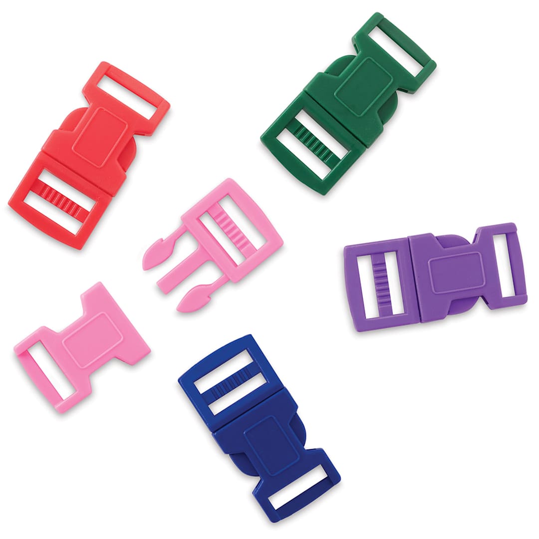 Open in modal - John Bead Craft Paracord Buckles - Set of 15 mm assorted color buckles with one detached