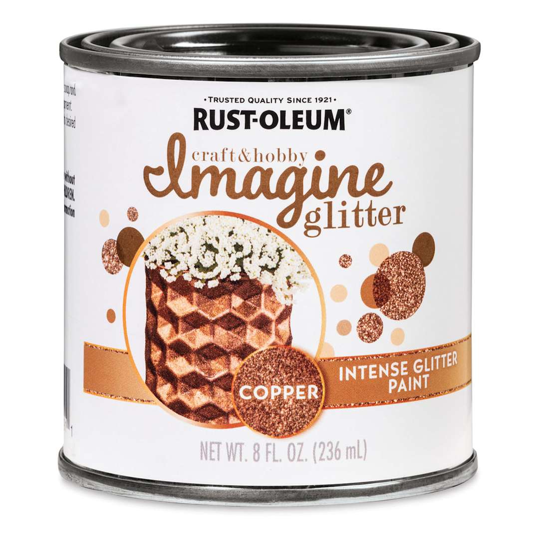 Open in modal - Rust-Oleum Imagine Intense Glitter Paint - Front of 8 oz can of Copper paint