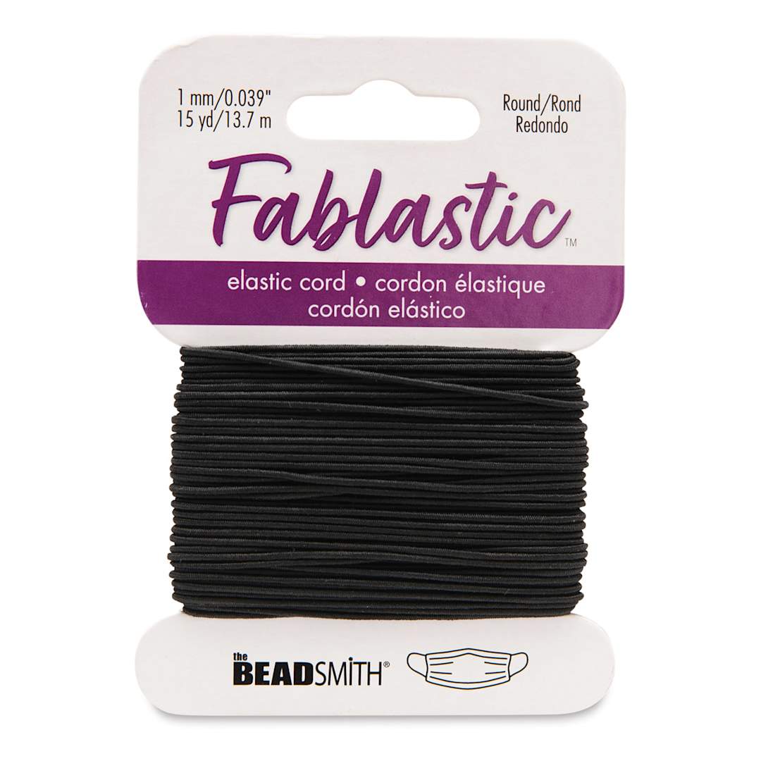 Open in modal - Round Stretch Cord, Black, 1 mm x 15 yd