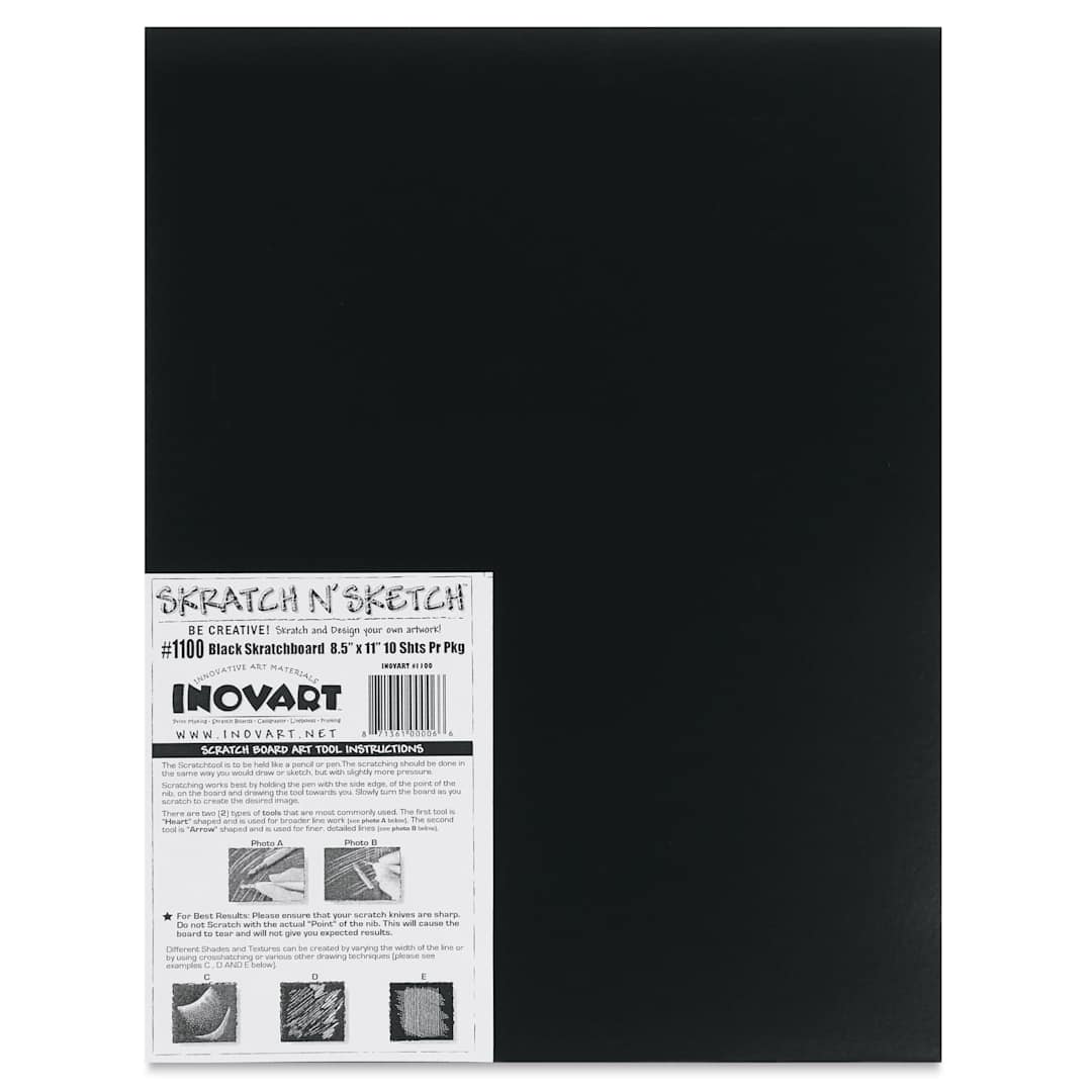 Open in modal - Inovart Skratch N' Sketch Scratchboards - 8-1/2" x 11", one scratchboard with label