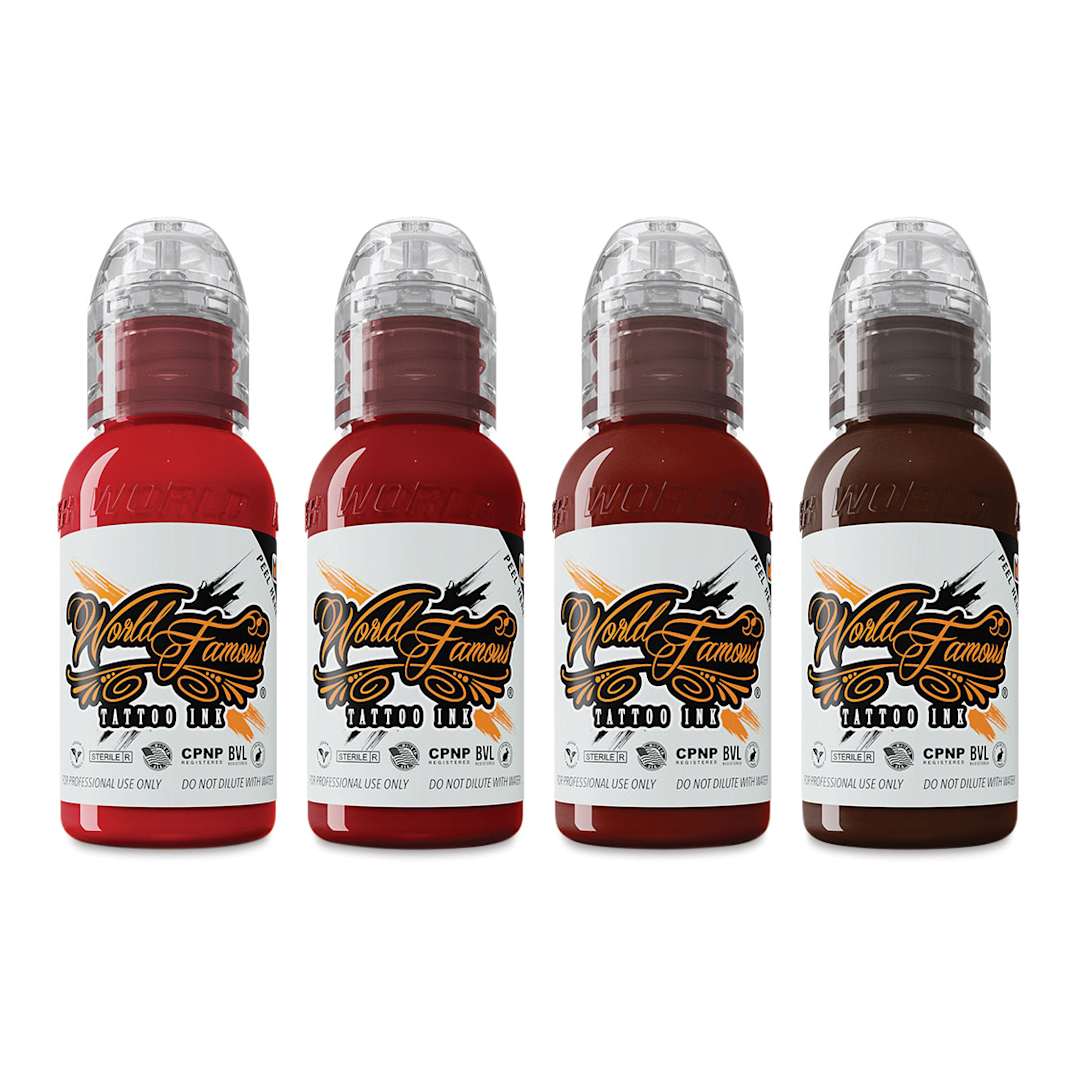 Open in modal - World Famous Tattoo Inks and Sets - Set of 4, Maks Kornev's Blood Color, 1 oz bottles