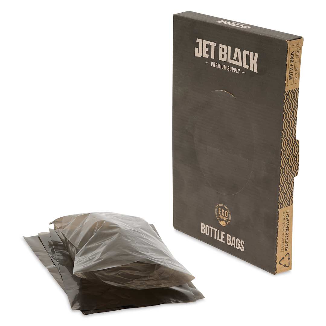 Open in modal - TatSoul Jet Black Bottle Bags  - Pkg of 200, contents and packaging