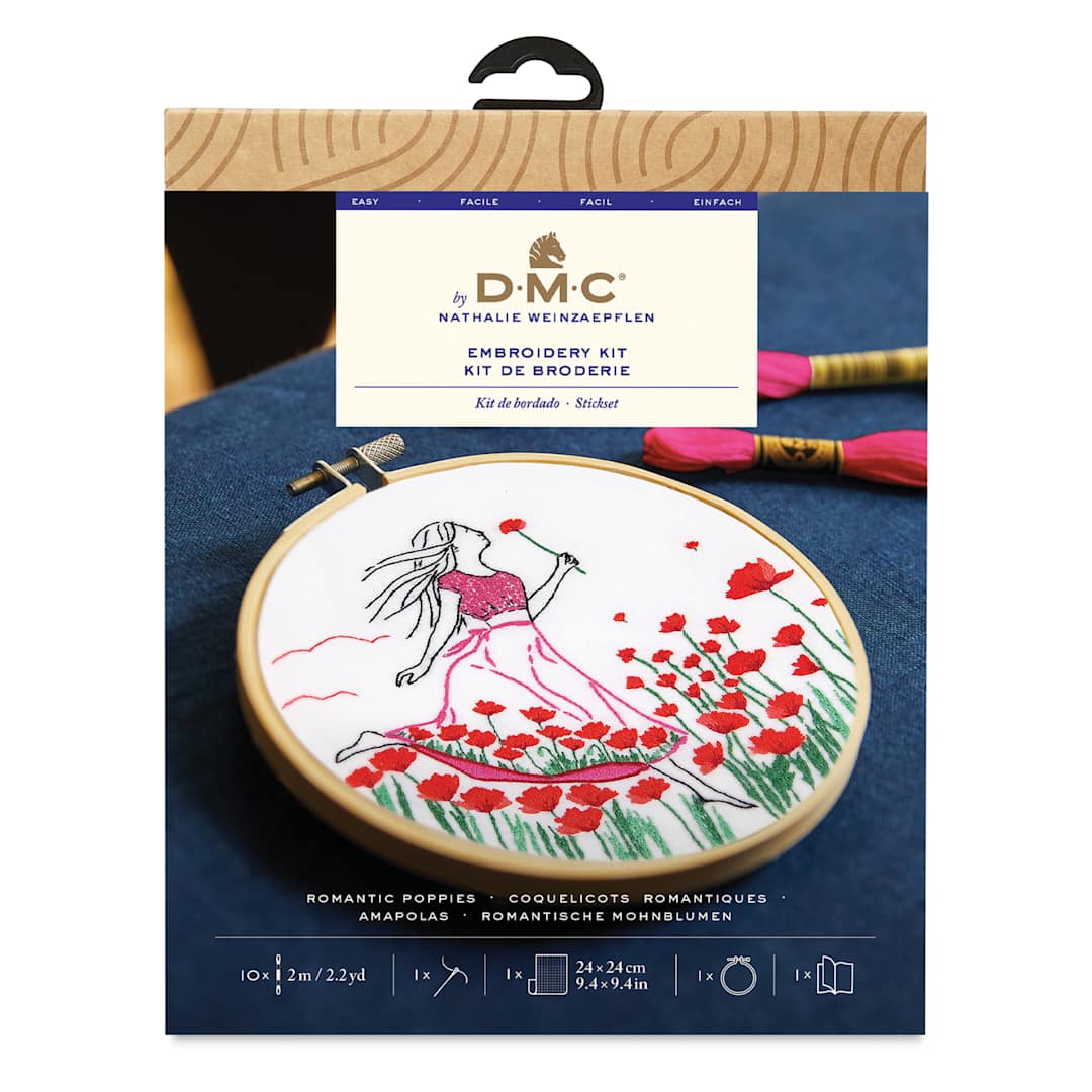 Open in modal - DMC The Designer Collection Embroidery Kits - “Romantic Poppies” by Nathalie Weinzaepflen, Beginner
