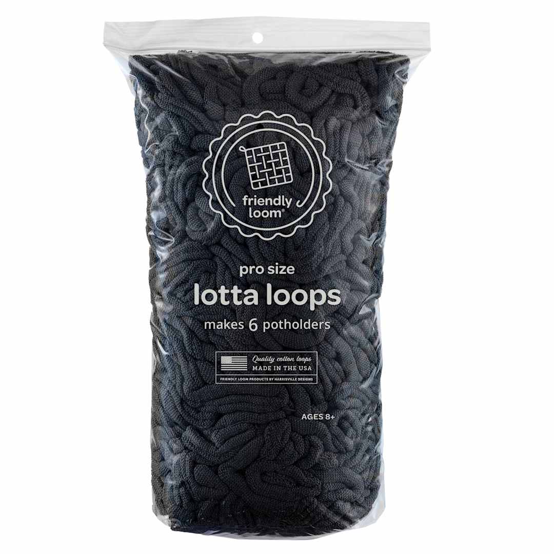 Open in modal - Friendly Loom Pro Size Cotton Loops - Black, Lotta Loops