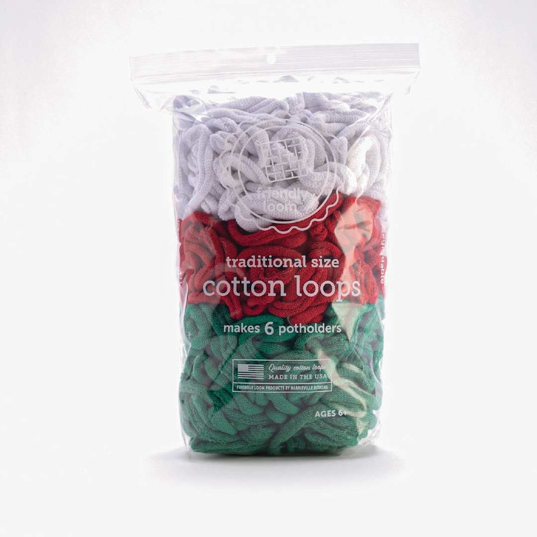 Open in modal - Friendly Loom Traditional Size Cotton Loops - Bright Holiday, Lotta Loops