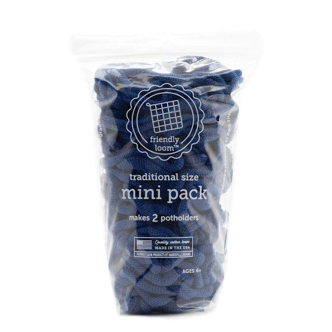 Open in modal - Friendly Loom Traditional Size Cotton Loop Mini Pack - Blue in packaging