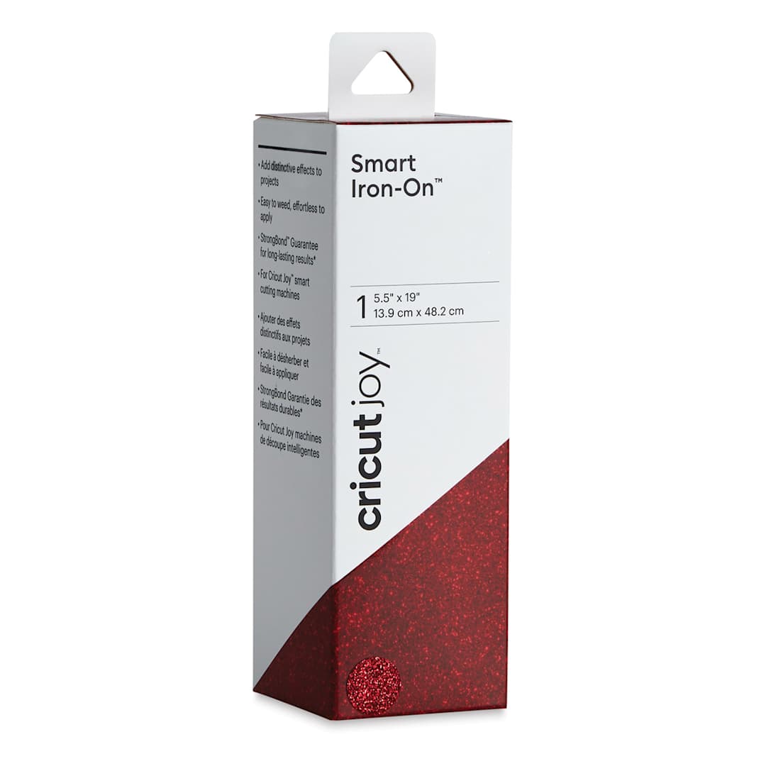 Open in modal - Cricut Joy Smart Iron-On - Glitter Red, 5-1/2" x 19", Roll (In packaging)