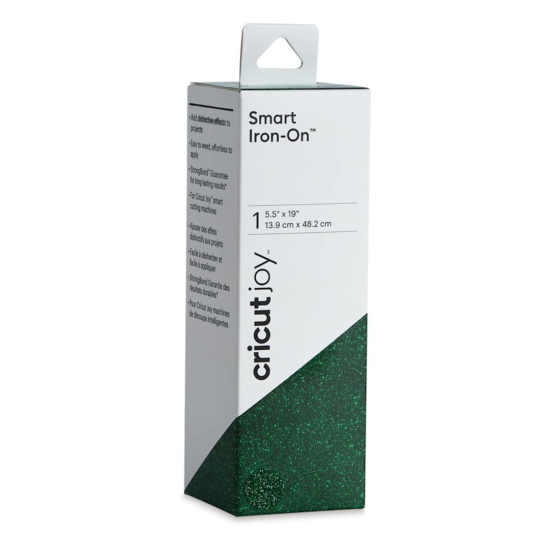Open in modal - Cricut Joy Smart Iron-On - Glitter Kelly Green, 5-1/2" x 19", Roll (In packaging)