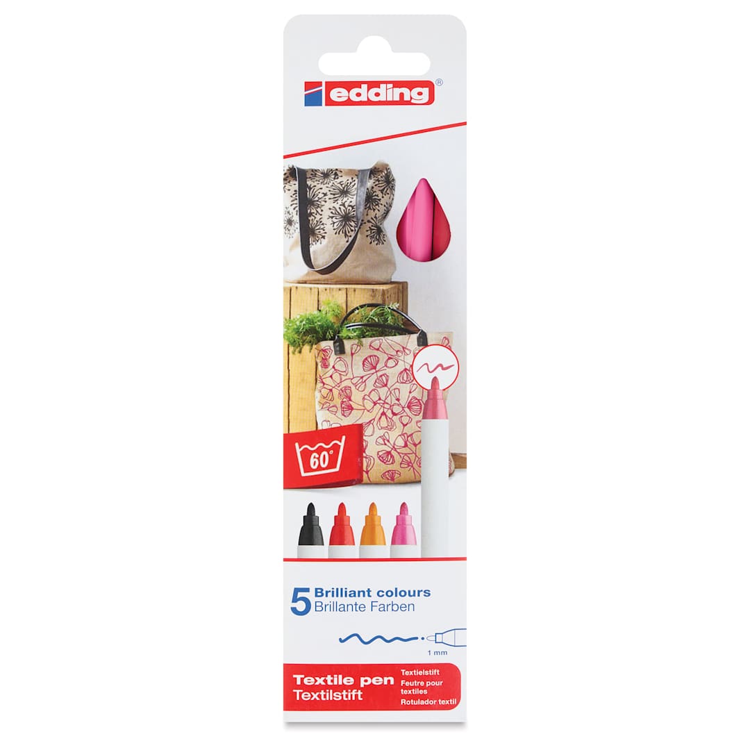 Open in modal - Edding 4600 Textile Pens - Warm Set, front of the packaging