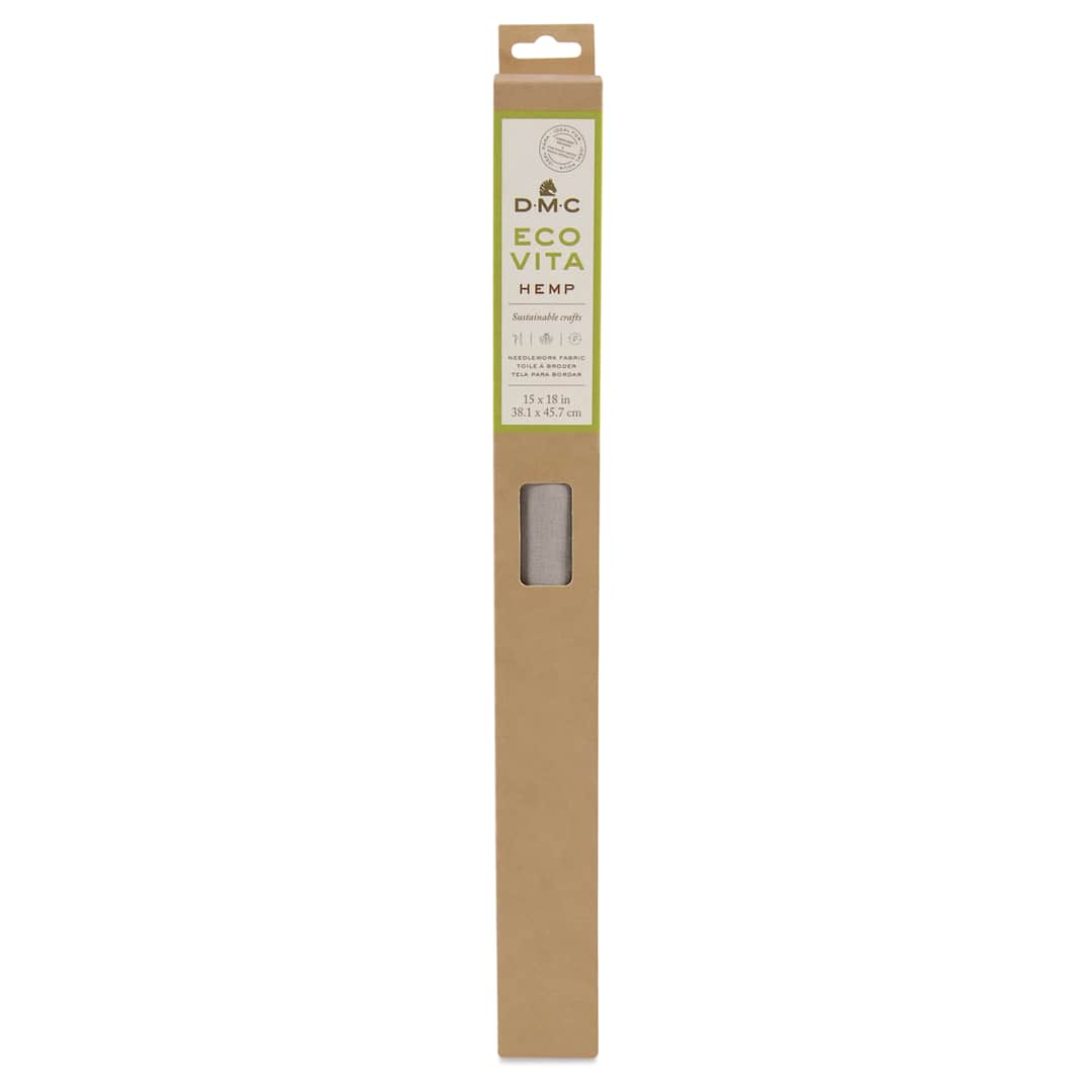 Open in modal - DMC Eco Vita Hemp Embroidery and Punch Needle Fabric - Flax, 15" x 18" - front of packaging