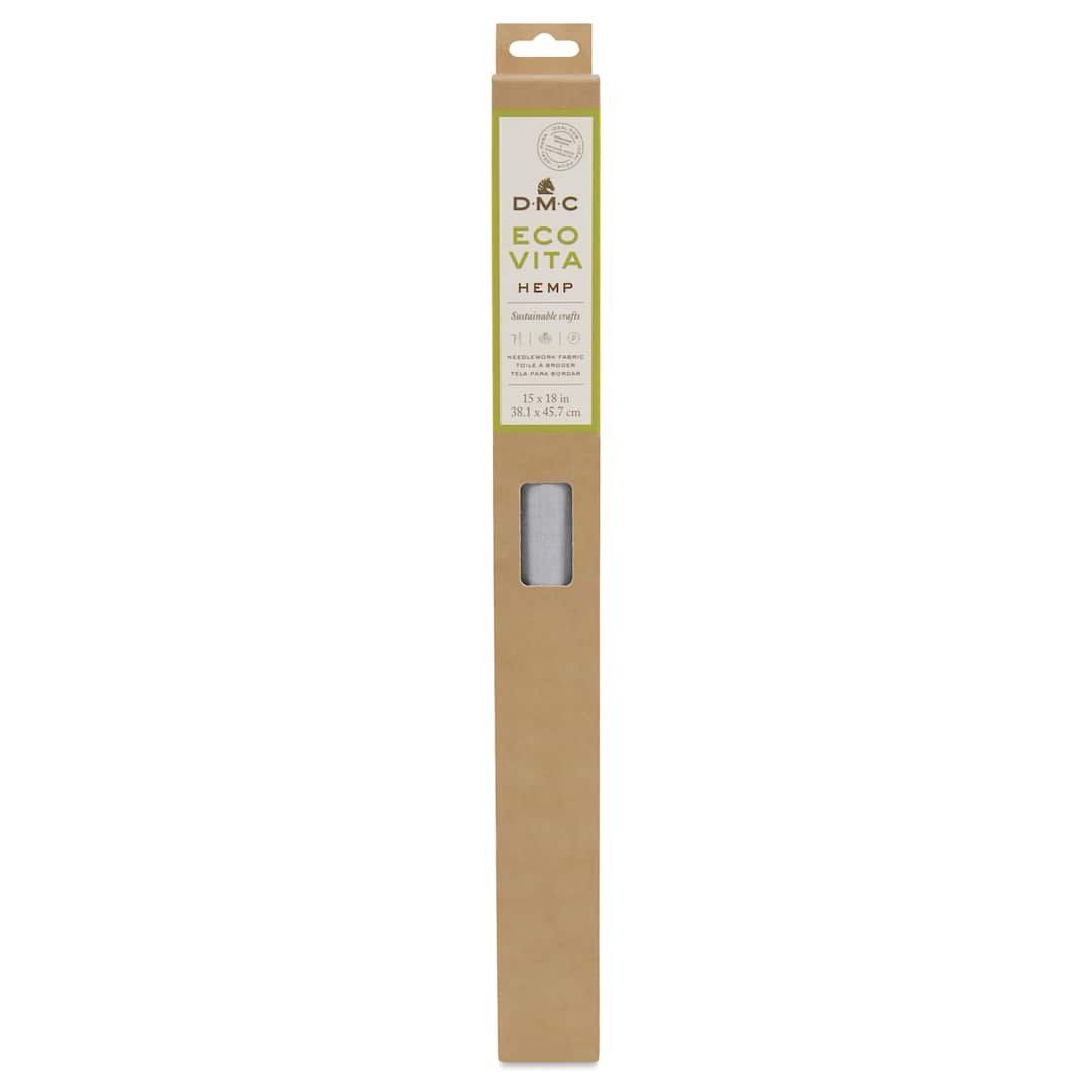 Open in modal - DMC Eco Vita Hemp Embroidery and Punch Needle Fabric - Cloud, 15" x 18" - front of packaging