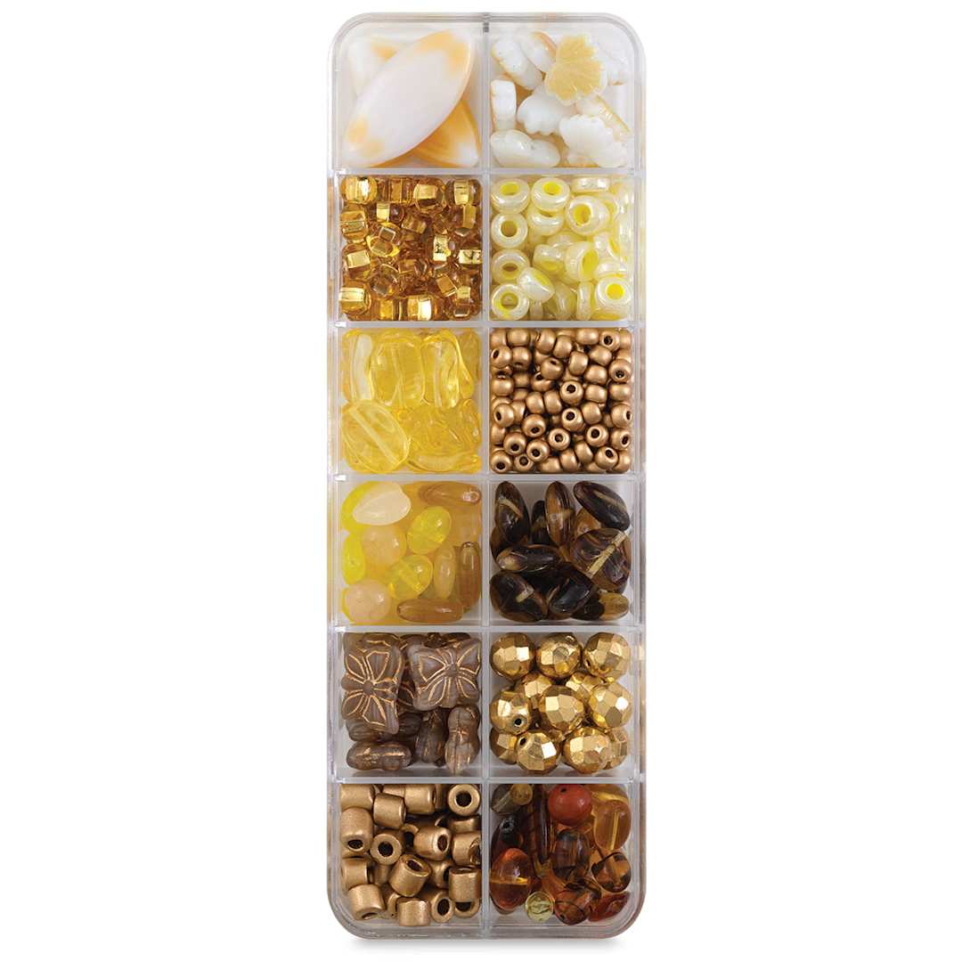 Open in modal - John Bead Czech Glass Bead Box Mix - Gold Gravel
