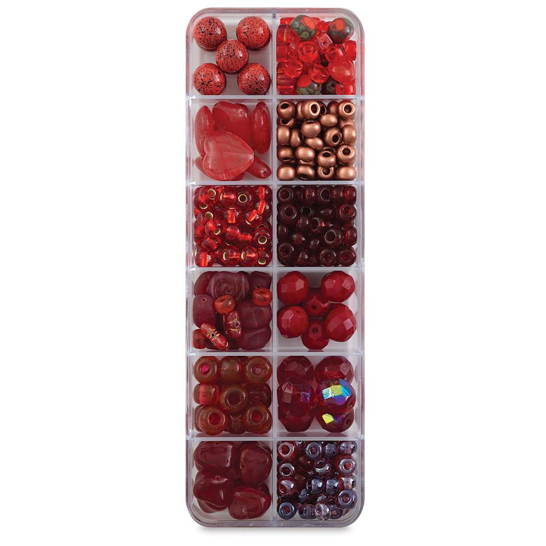 Open in modal - Czech Glass Bead Box Mixes - Components of Bologna City Assortment in compartments