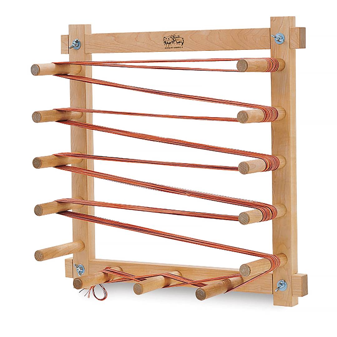 Open in modal - Schacht Warping Board - Shown upright with yarn, not included
