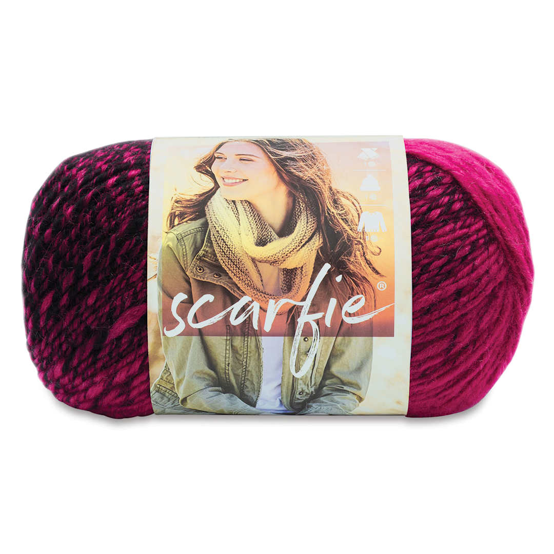 Open in modal - Lion Brand Scarfie Yarn - Black/Hot Pink, 312 yds