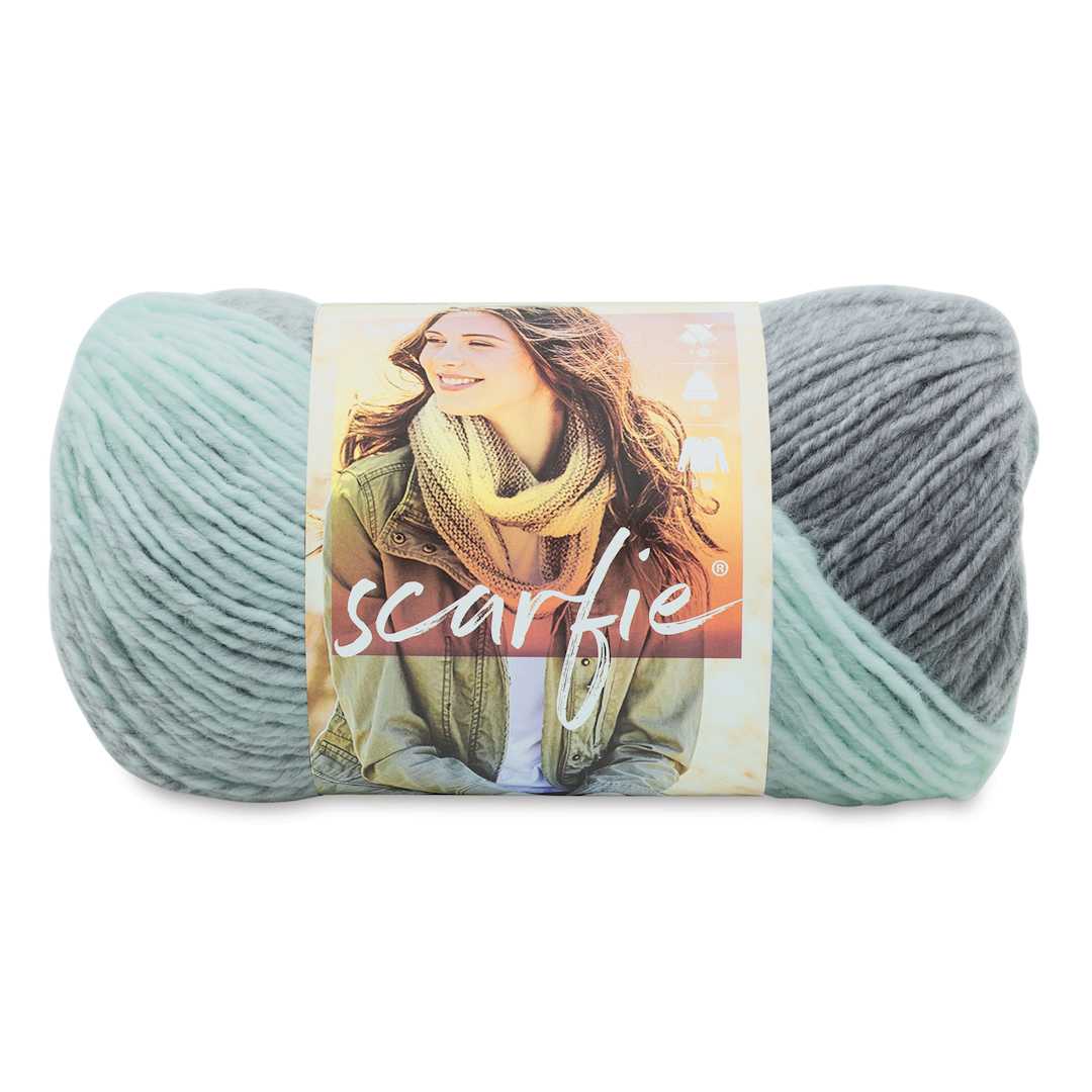 Open in modal - Lion Brand Scarfie Yarn - Silver/Mint, 312 yds