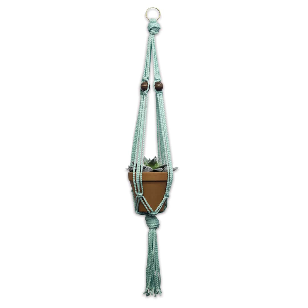 Open in modal - Macramé Plant Hanger Kits - Finished Clay Pot Planter