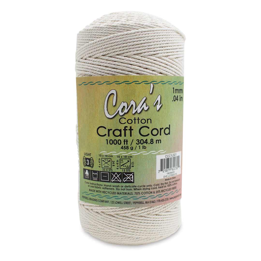 Open in modal - Pepperell Cotton Craft Cord - Natural, 1 mm, 1000 ft